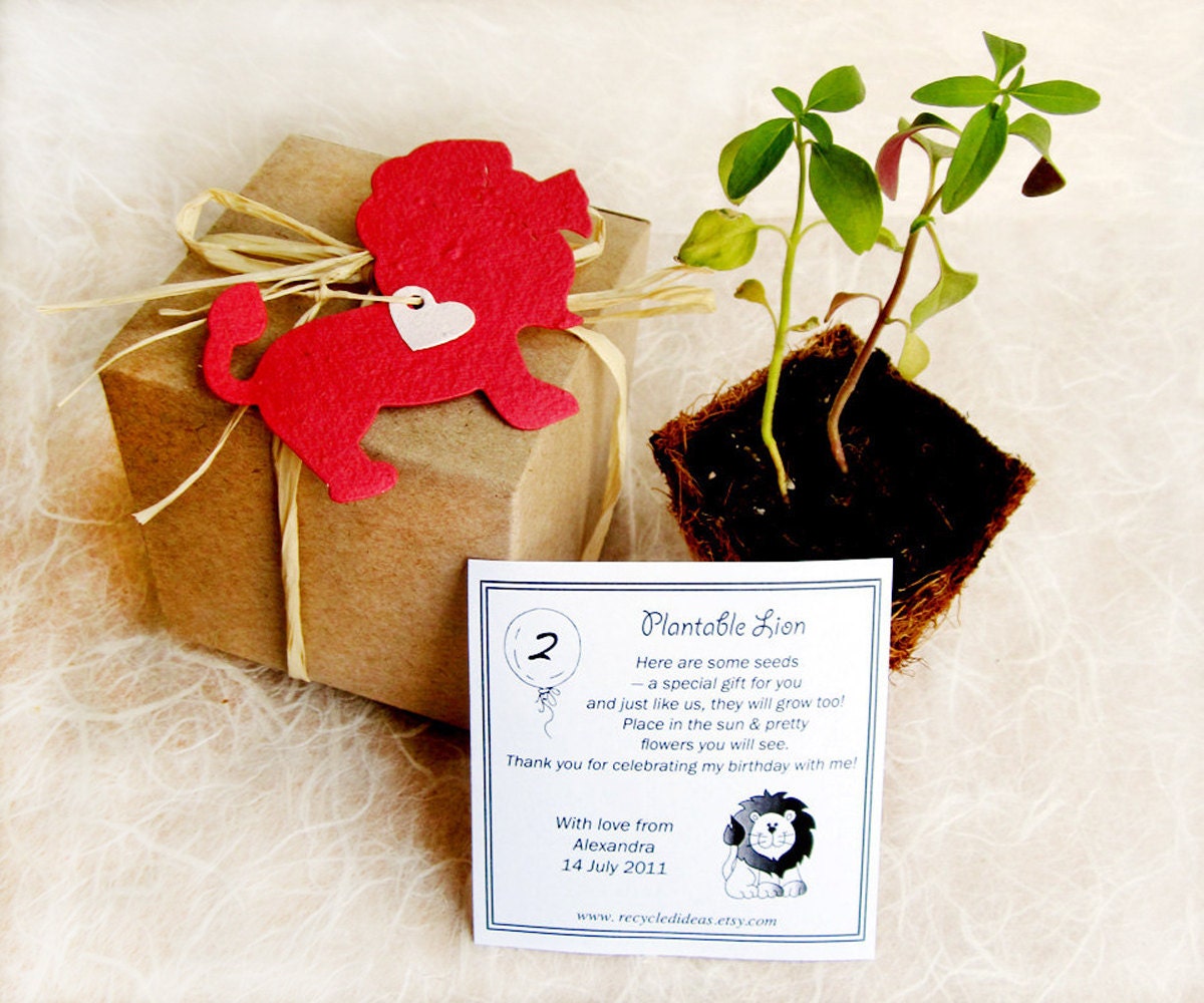 Plantable Paper Lion Favors - Zoo Wedding Favor - Flower Seed Paper