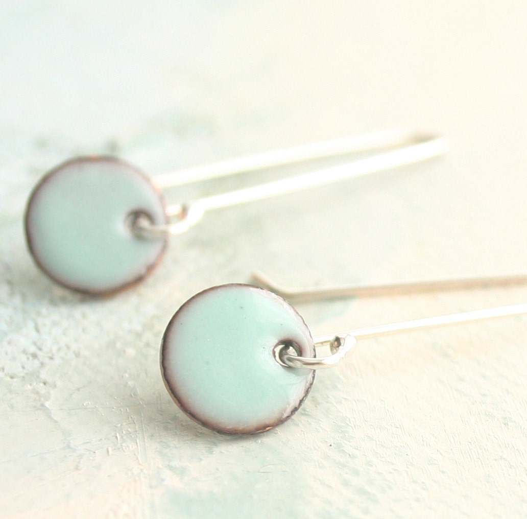 Robin Egg Blue - Small Dangle Earrings - Simple Color Dot