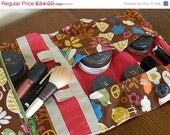 25% OFF Bridal Sale Custom for Brian Mineral Make Up Organizer Roll Up Style Travel Case with Monogram Choose Your Own Fabric