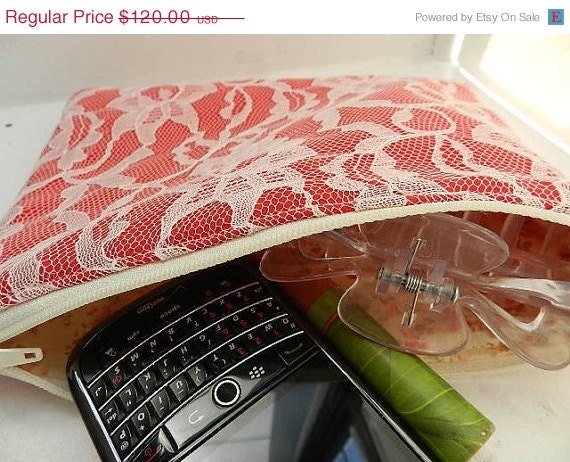 25% OFF Bridal Sale Set of 6 Bridesmaids Gifts: Choose Your Own Lace Color Combination Cosmetic/Carry All/Cellphone Zipper Pouch Free Shipp
