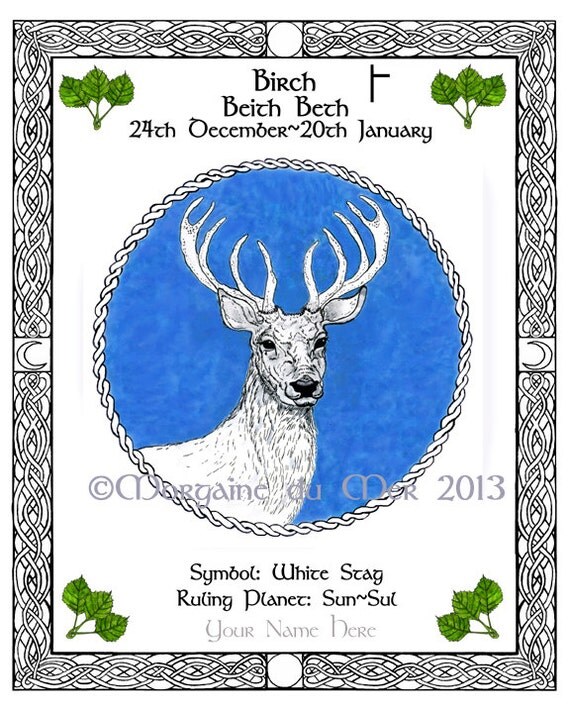 White Stag Birch Celtic Tree Calendar Lunar by MagickMermaid