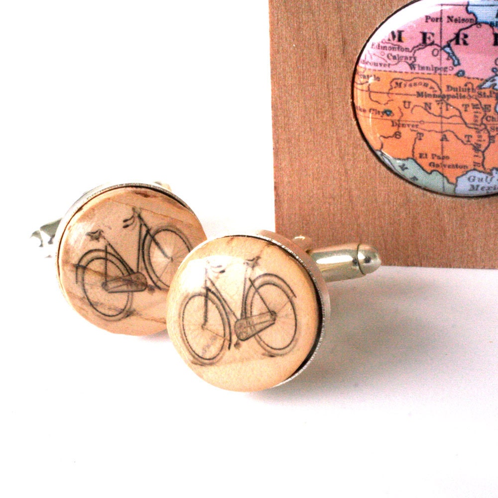 Bicycle Cufflinks, Bike Cufflinks, Cork Cufflinks, Recycled Cufflinks, Groom, Wedding Cufflinks