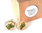 Camping Cufflinks, Flashlight Cufflinks, Cork Cufflinks, Upcycled Cufflinks, Camper Gift