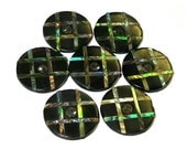 Antique Horn Abalone Shell Whistle Whistler Buttons x6 Tic Tac Toe NBS Small TREASURY ITEM
