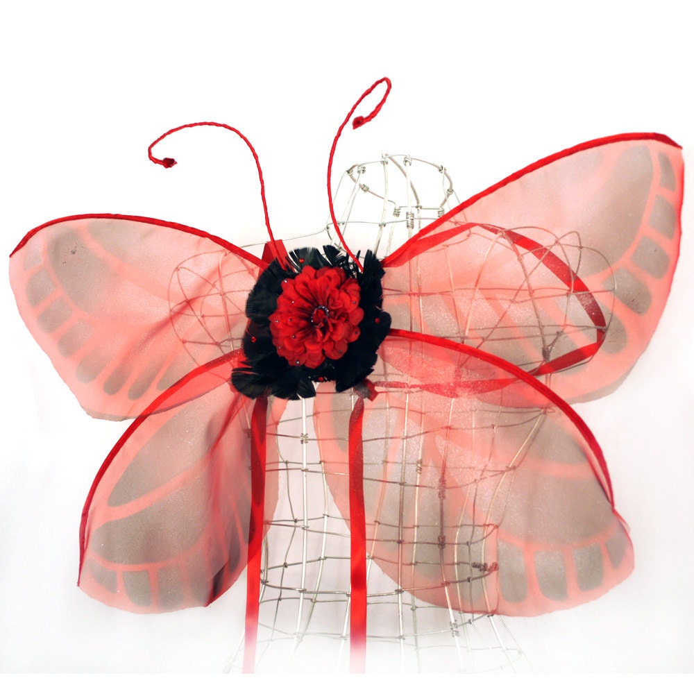 LIQUIDATION SALE - Kaylee No.2  - Medium Fairy Wings in Red and Black
