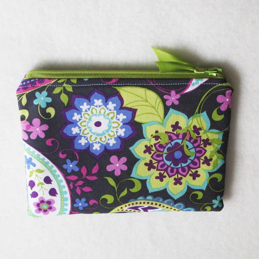 Zipster Pouch - Gray Paisley Spree
