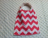 Cute Pink Chevron Boutique Style Chenille Snap Bib