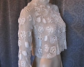 1900s  Victorian, Edwardian Irish Crochet Bodice, Blouse, Pristine White Cotton, Bridal, Wedding...Boardwalk Empire, Titanic