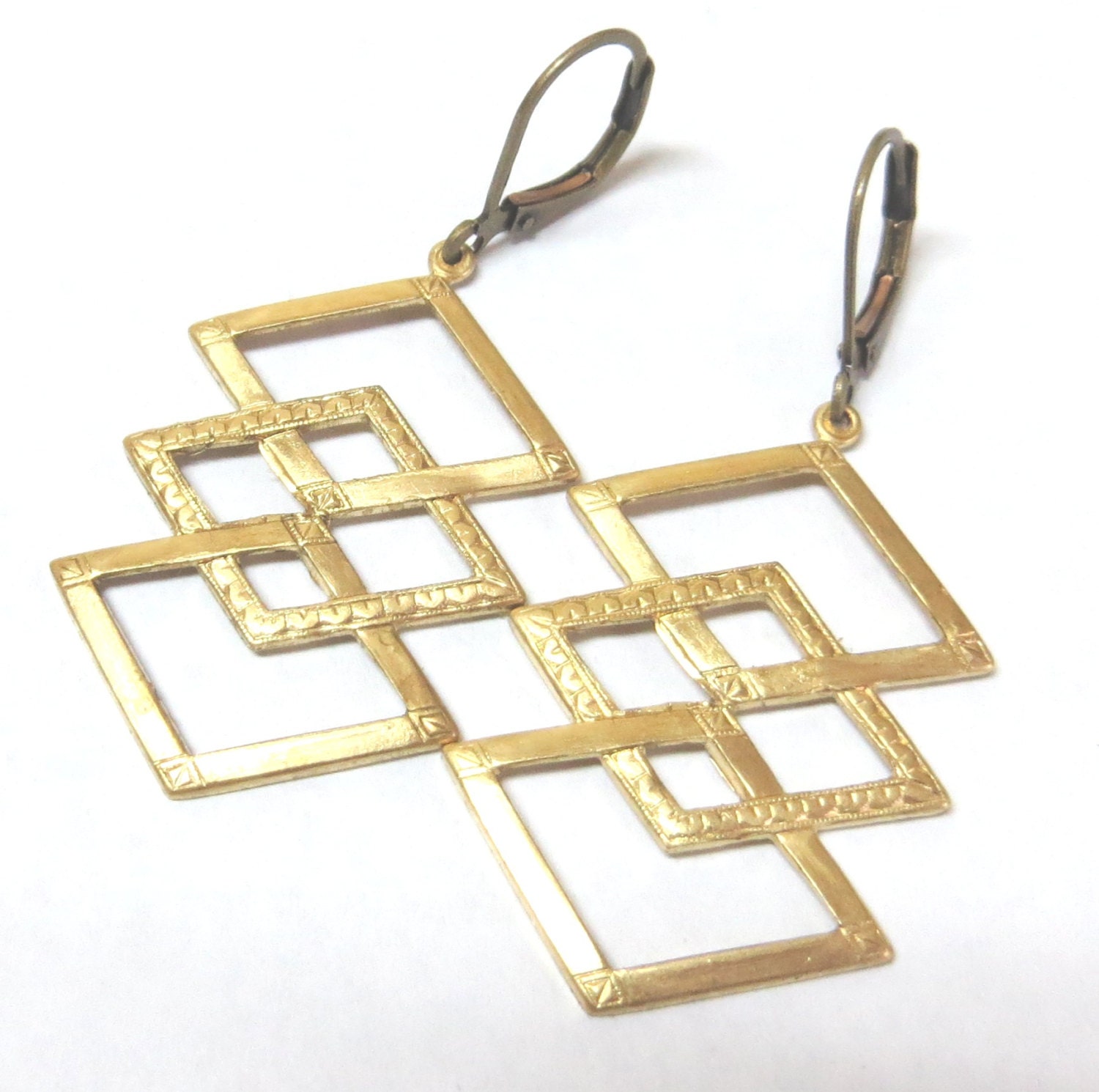 Chevron Earrings / Vintage Earrings / Brass Earrings / Free Domestic Shipping