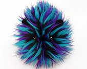 Aqua Purple and  Black Spikey Faux Fur Stuffed Guinea Pig Plush Toy named Zoltan - Large Size