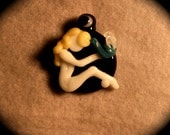 420 Girls Sherly Girlie Smoking Pipe Glass Moonlight Moon Boro Borosilicate Bead Pendant Original Art by Tara Roberts