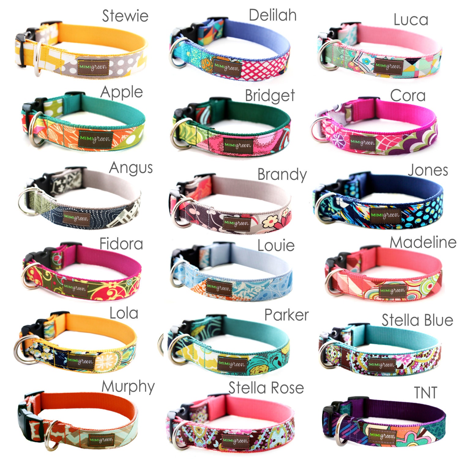 Lazer Etched Personalized Classic Cotton Dog Collar - 18 styles to choose from