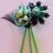 PLASTIC BROOCH GREEN Black - One of A Kind Handmade Flower Pin no.102