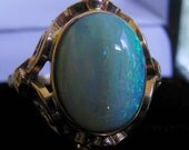 Art Deco 14ct gold Boulder opal ring