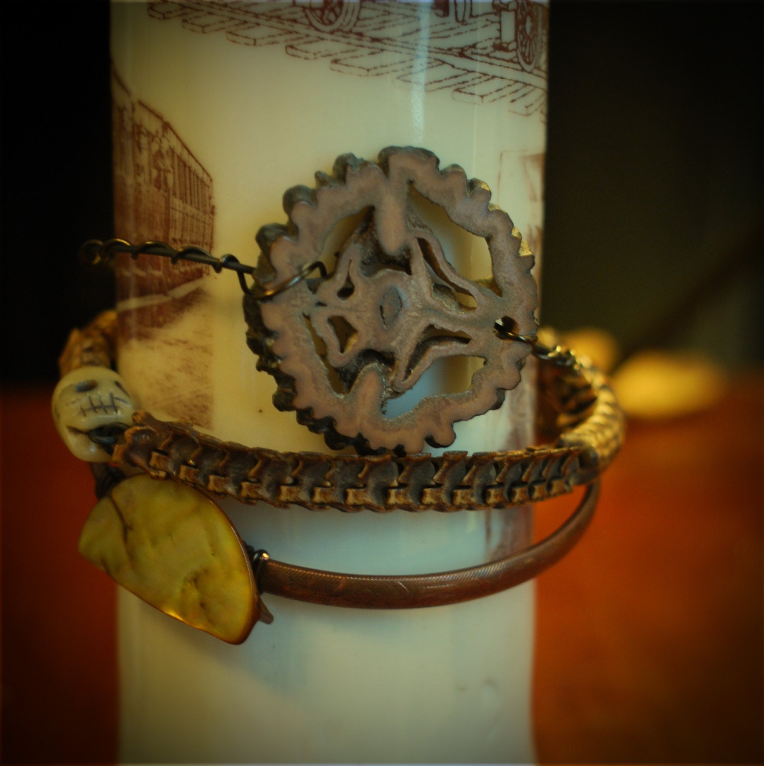 Song of the Jungle -- gyspsy bangle bracelet set-- treasure box salvage