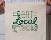 Eat Local silkscreen tote bag