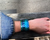 Ikat Inspired Enamel Brass Vintage Watercolor Cuff Bracelet