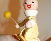 vintage children's lamp yellow circus figure painted wood