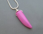 Pink Howlite Tooth Necklace on Silver Plated Snake Chain