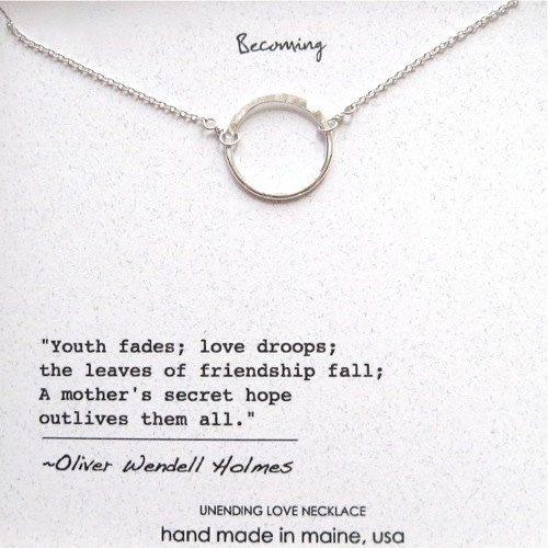 Hammered Simple Circle Sterling Silver Mom Love Necklace