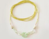 LUCA Delicately beautiful pale green beaded ring long necklace