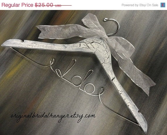 20% OFF SALE Hand Painted Hanger White Bridal Dress Hanger I do Silver Aluminum Wire Wedding Dress Hanger by OriginalBridalHanger