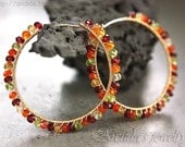Gemstone jewelry Gemstone hoops Carnelian Citrine Garnet Peridot hoop earrings personalized fine jewelry orange burgundy red rusteam ohtteam