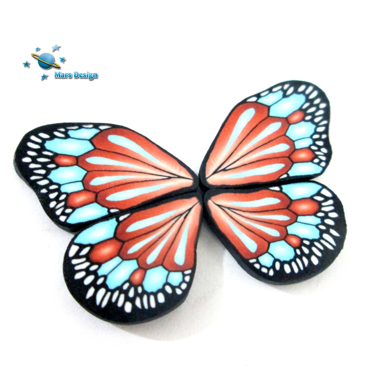 Polymer clay BUTTERFLY WING canes brown and soft blue -by Mars