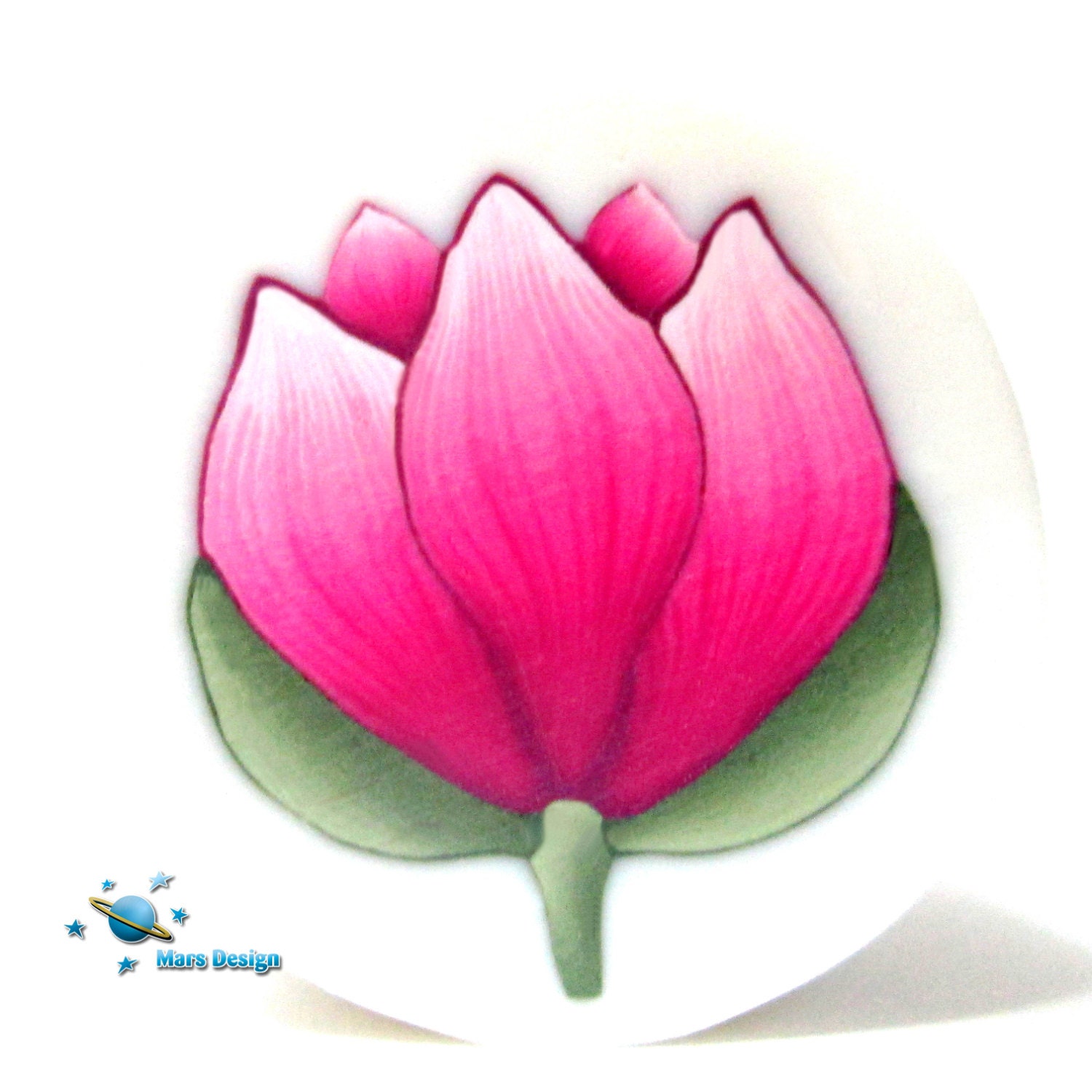 Polymer clay  flower cane - pink TULIP cane  -by Mars