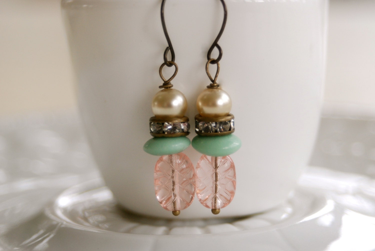 Sweet petites. vintage beaded,pearl and rhinestone earrings. Tiedupmemories