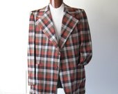 Pierre Cardin Sport Coat Men's Vintage 70's Plaid Blazer 1970's Jacket