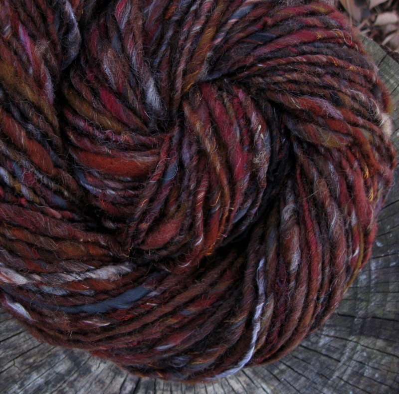 Rusted - handspun bulky wool art yarn