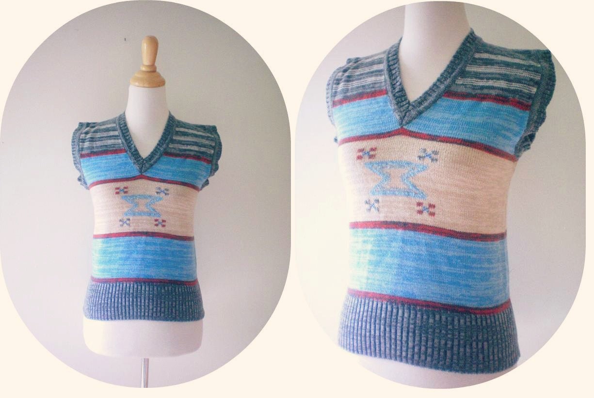Vintage Aztec Print Sweater Vest