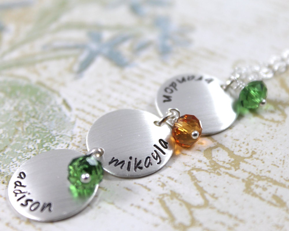 Personalized necklace, Birthstone Necklace, Mother's Day Gift, Hand stamped necklace, Custom jewelry, Mom Necklace, Grandma Necklace