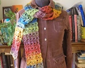 Rainbow Broomstick Crocheted Scarf