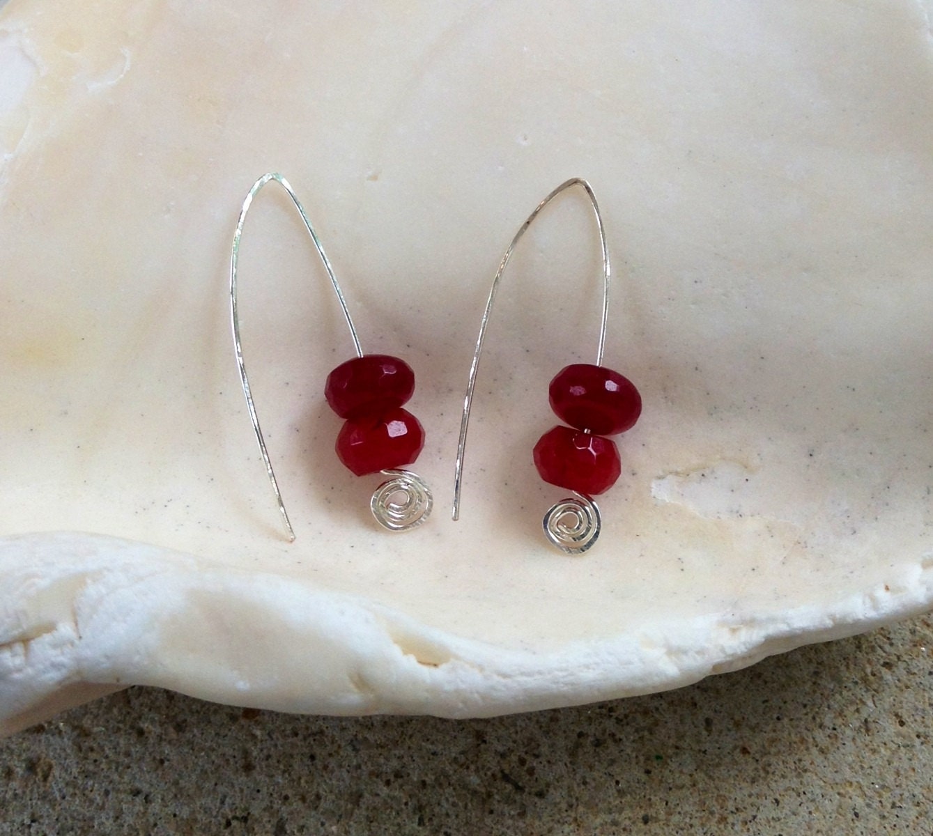 Ruby Red Chalcedony on Silver Filled Earrings