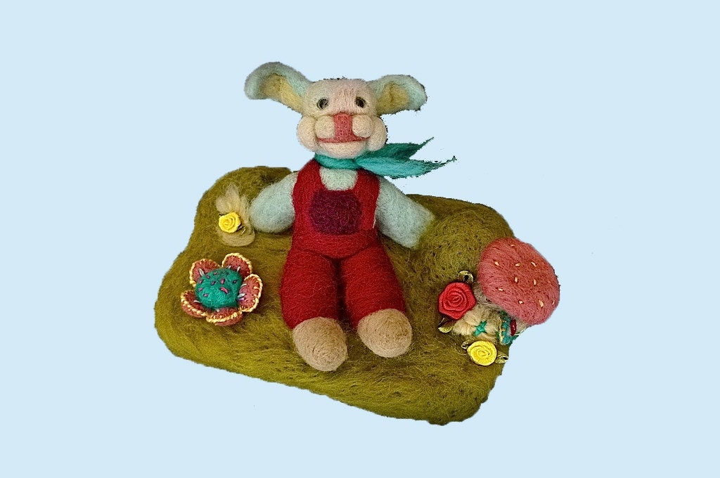 needle felted bunny rabbit ornament