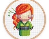 GEISHA GIRL KASAI: a pixel art counted cross stitch pattern - digital download - printable pdf file