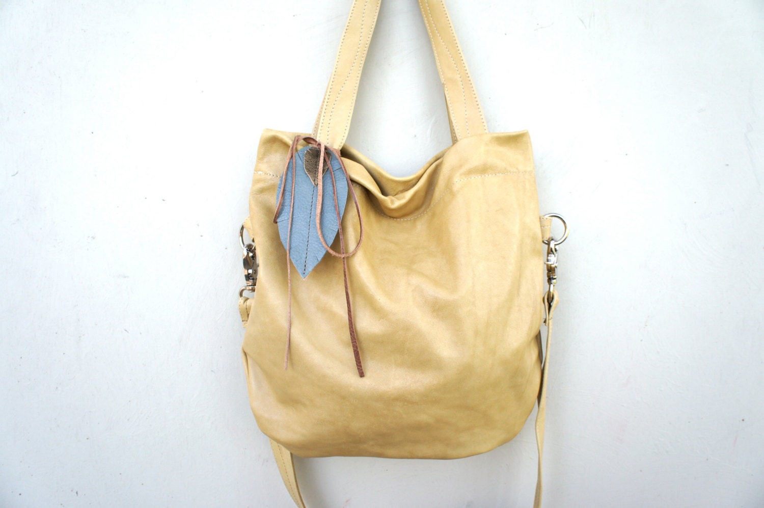 NEW//Agatha Fold Over in Yellow Leather with Clip On Adjustable Strap