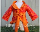 2T ONLY On Sale NOW Custom Boutique Clothing Spring Orange And Pink Corduroy Giraffe  Ruffled Jacket Girl