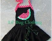 ON SALE NOW Summer Watermelon Comfy Black Knit Fruit Halter Dress Available in sizes 12m 18m 2T 3T 4T 5T 6 7 8 girl