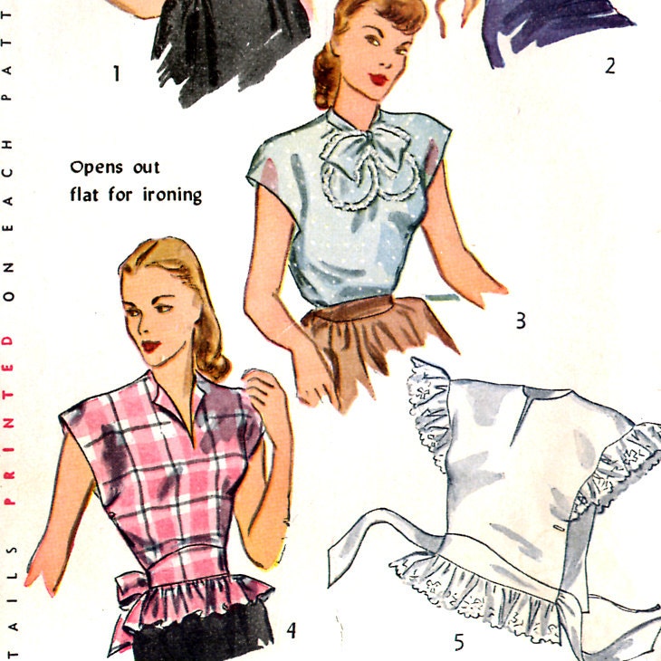Vintage 1940s Poncho Blouse Pattern- Size Medium- Bust 34 to 36- Simplicity 1867