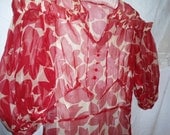 Antique 1930s Red Print Dress with Original Slip Amazing Details