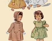 1940s Simplicity 4799 Toddlers Coat, Hat and Dress Vintage Sewing Pattern Size 1
