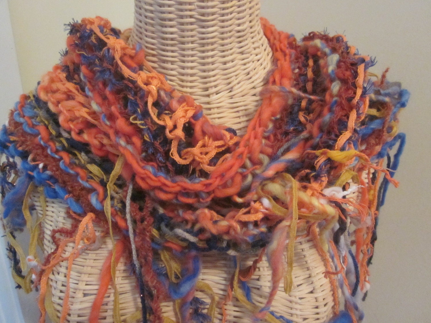 handspun shawl scarf TANGERINE SKIES