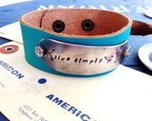 Live Simply Stamped Knife Blade Cuff in Teal