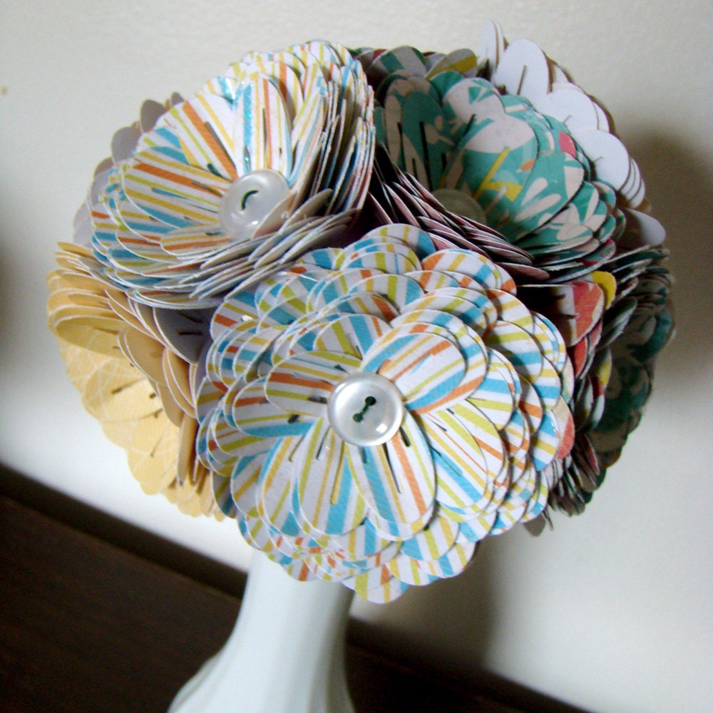 Paper Flower Bouquet - Blue Citrus
