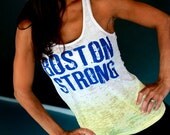 Boston Strong/ Runnahs United.  Burnout A-Line Ombre Racerback Tank. Sizes S-XL.  The ONE FUND Boston Donation.