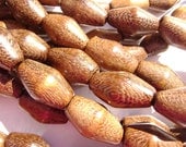 CL-85 Wood Bead Robles Handmade Brown Wax Polished Bicone Oval Large Hole 16 in