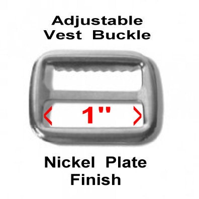 10 PIECES - 1" - Metal VEST Adjustable Slide BUCKLE, Nickel Plate Finish, with teeth